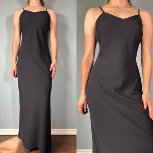 Vintage 90s Navy Dress, 1990s Dark Blue Formal Maxi Slip Dress